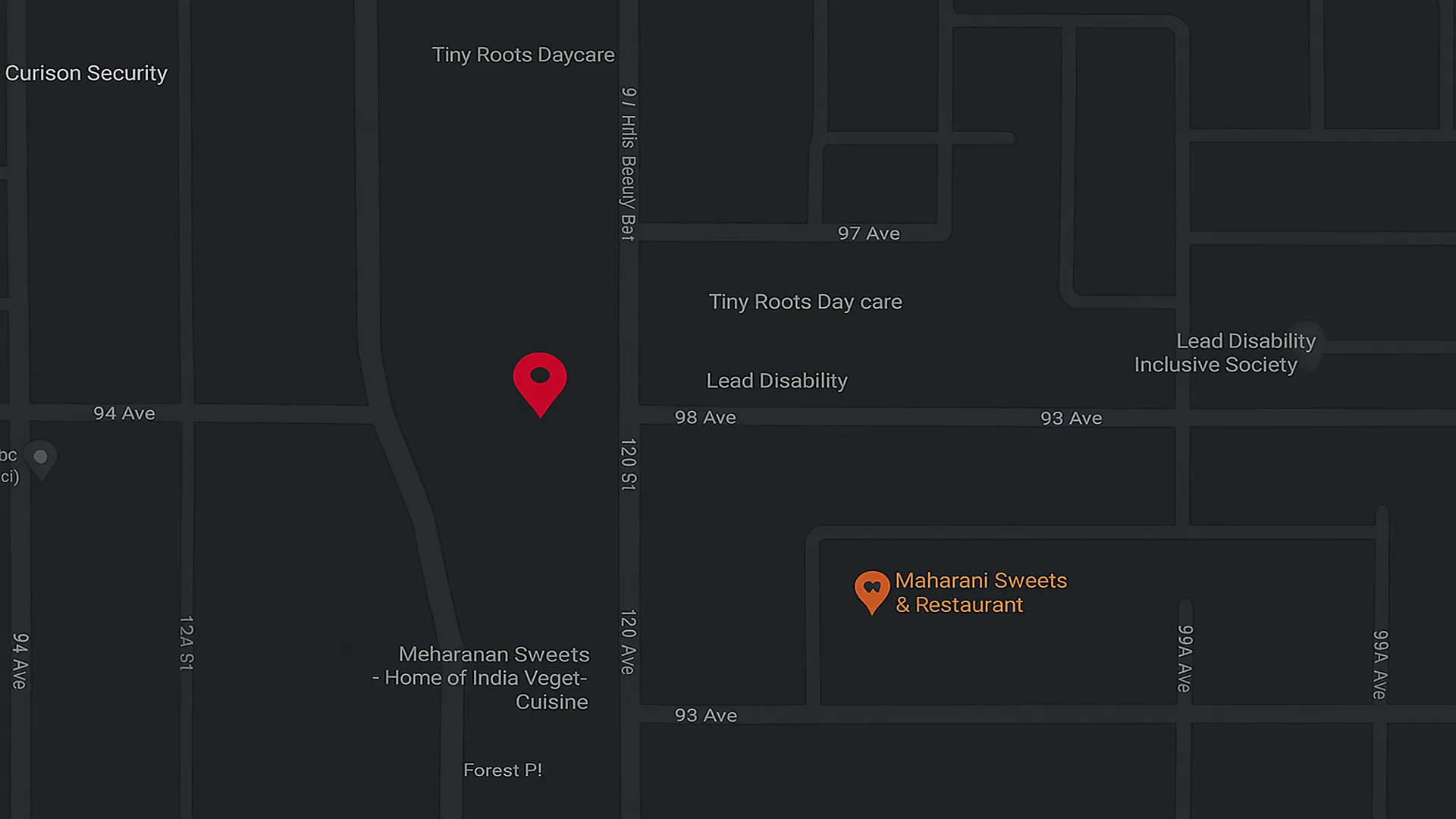 Map showing the MITB office at 9360 120 St, Surrey, BC
